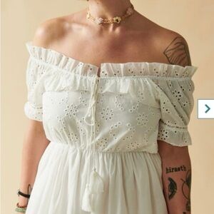 Earthbound Trading Co White Off the Shoulder Maxi Dress